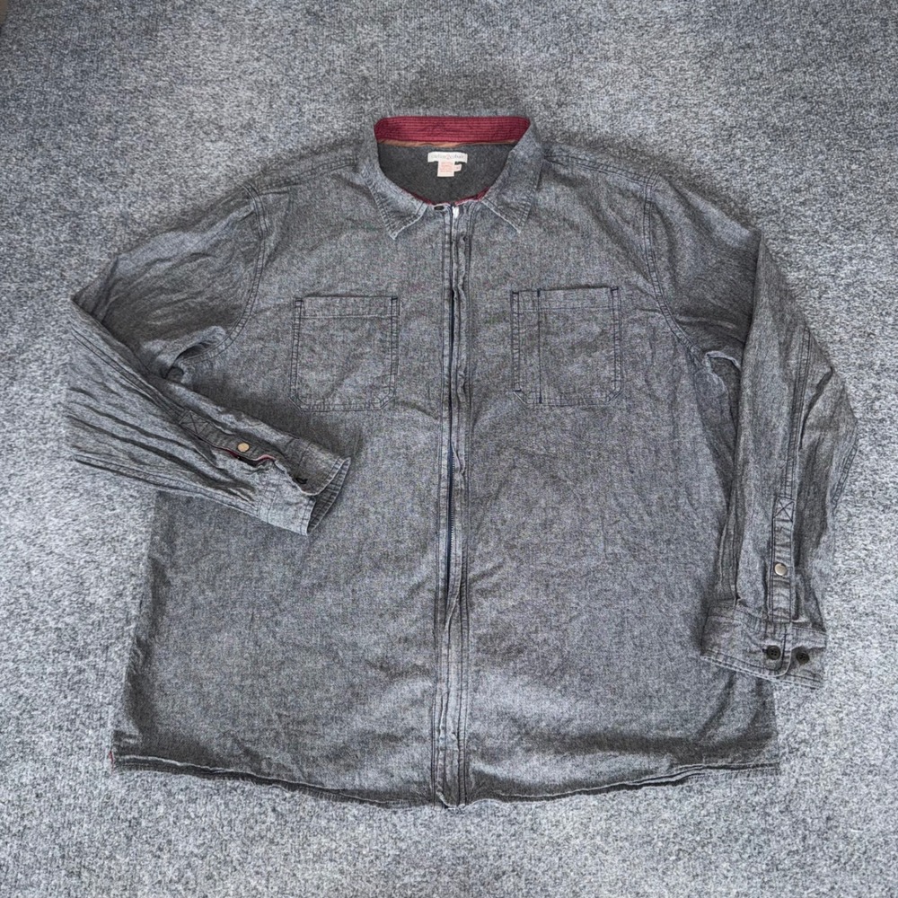 Carbon 2 Cobalt Mens XL Grey Full Zip Shirt Jacket Lightweight Long Sleeve